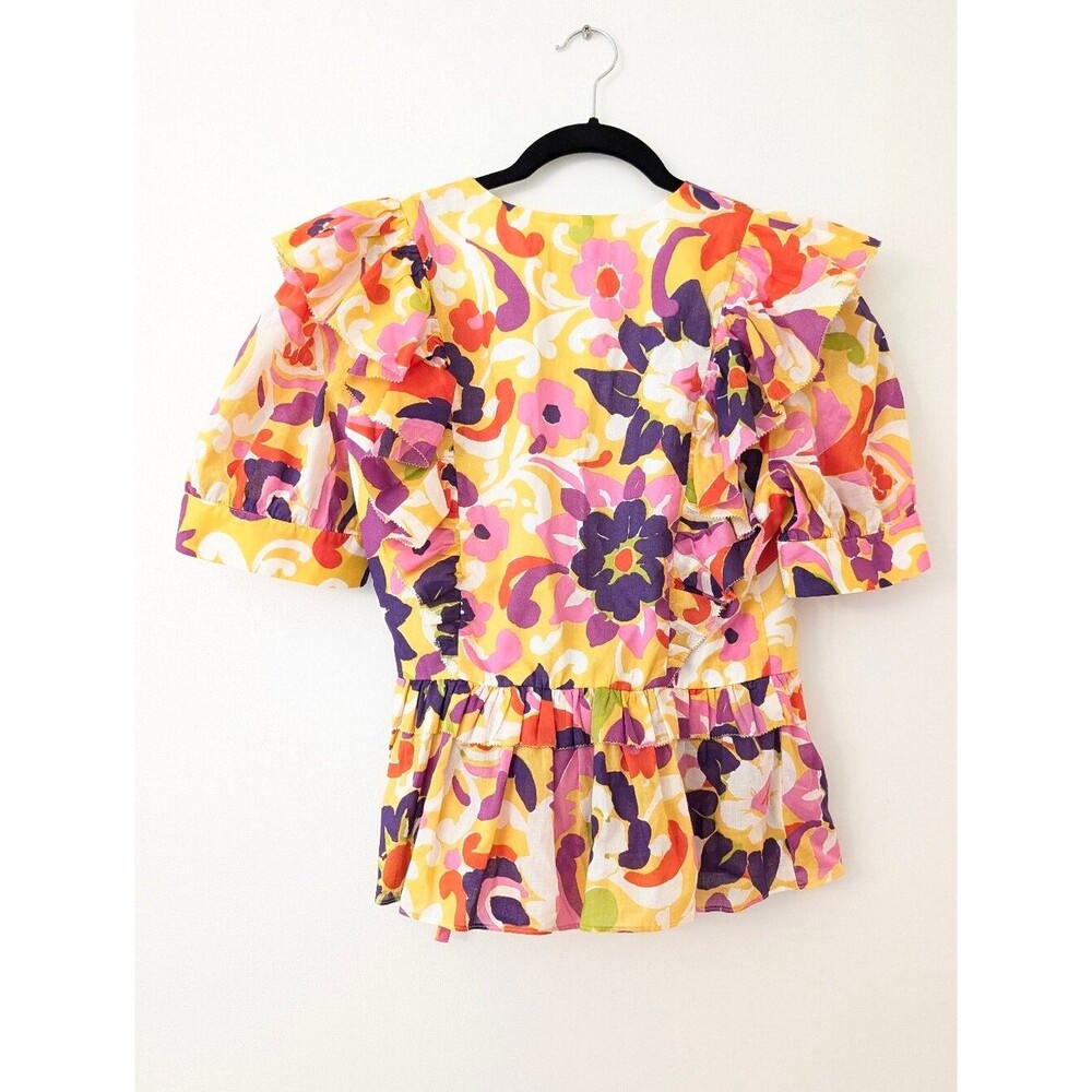 J.Crew Ruffle Wrap Top Ratti Curly Floral M - Picture 6 of 6